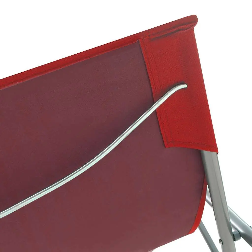 Folding Beach Chairs Red 2 Pcs Outdoor Sun Lounger Reclining Garden Seating