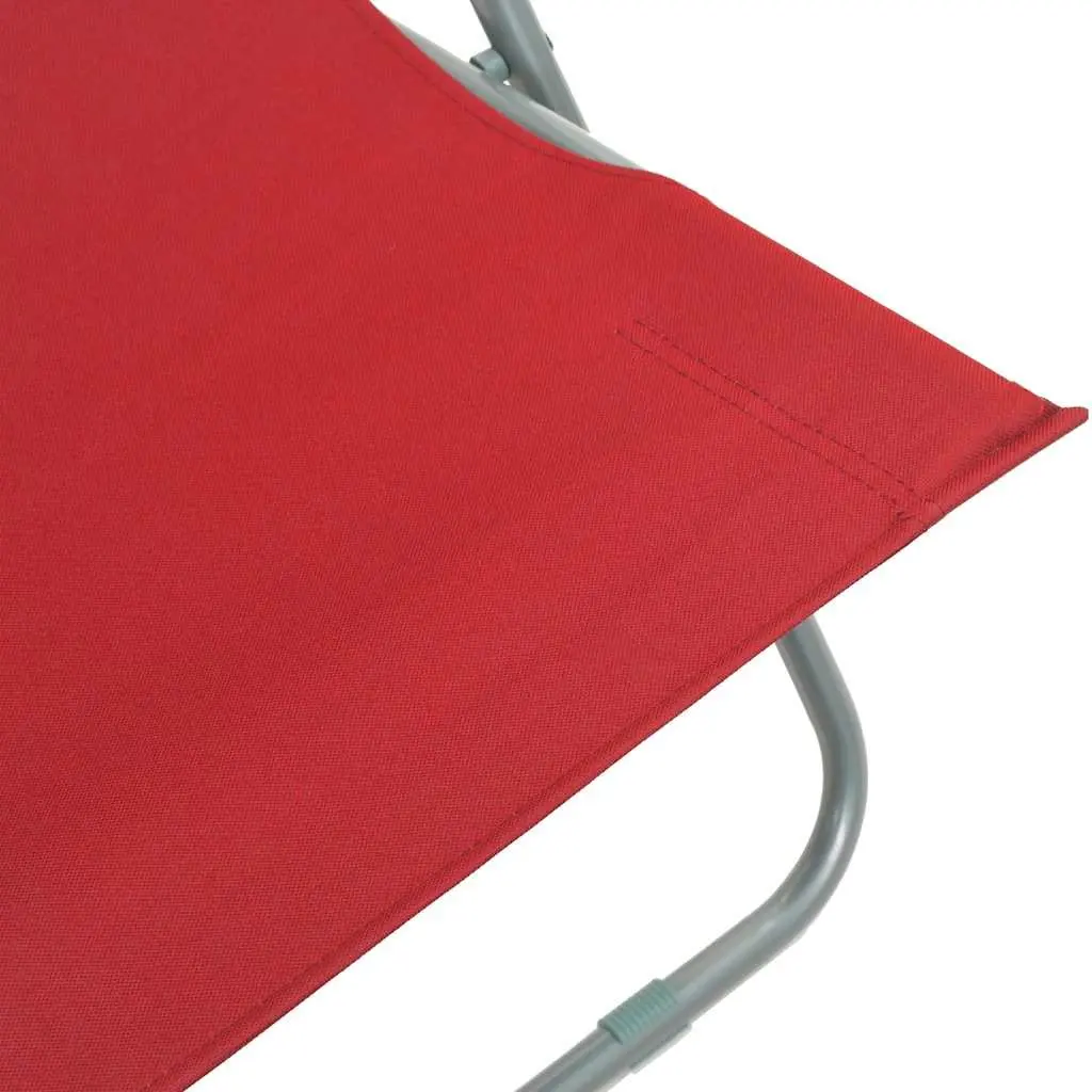Folding Beach Chairs Red 2 Pcs Outdoor Sun Lounger Reclining Garden Seating