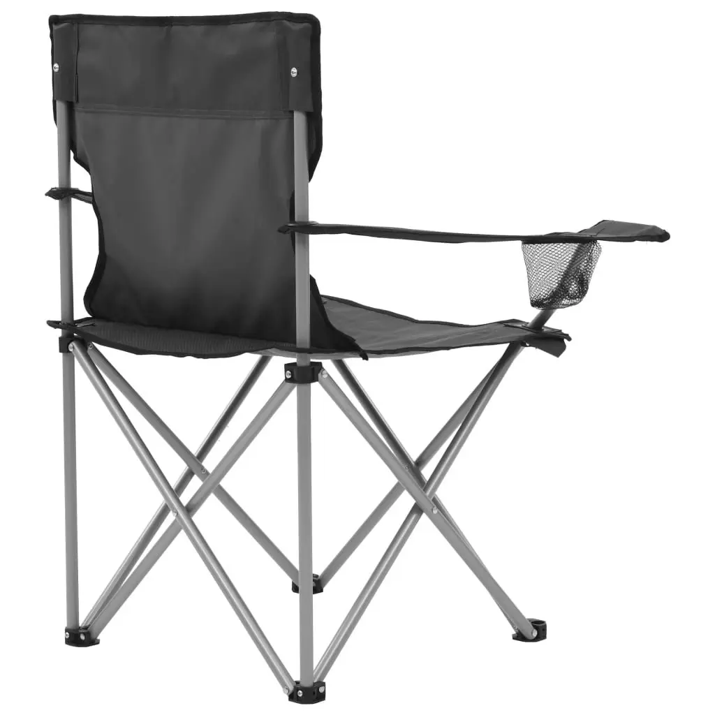 Camping Table and Chair Set Foldable Outdoor Furniture Grey 3 Pieces