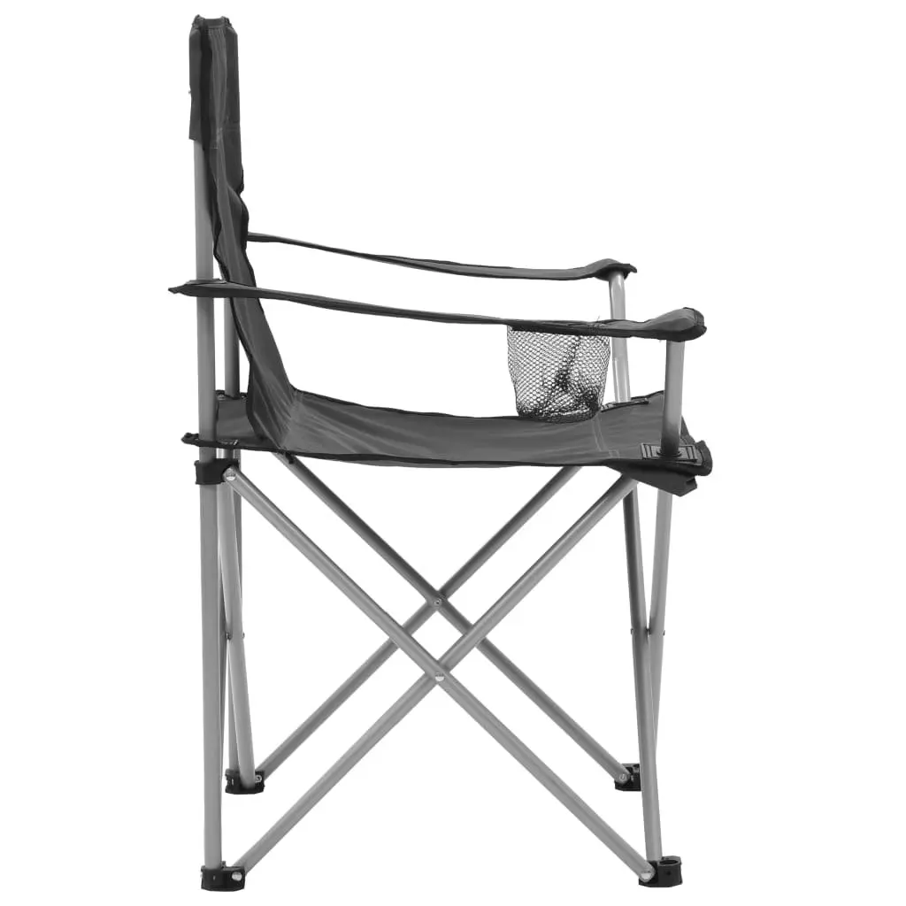 Camping Table and Chair Set Foldable Outdoor Furniture Grey 3 Pieces