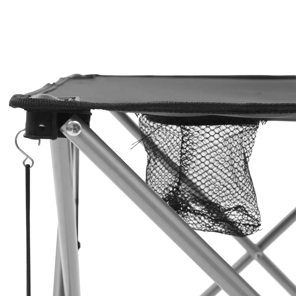 Camping Table and Chair Set Foldable Outdoor Furniture Grey 3 Pieces