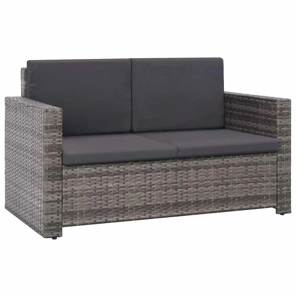 Garden Lounge Set Poly Rattan Sofa Stool with Cushions Grey