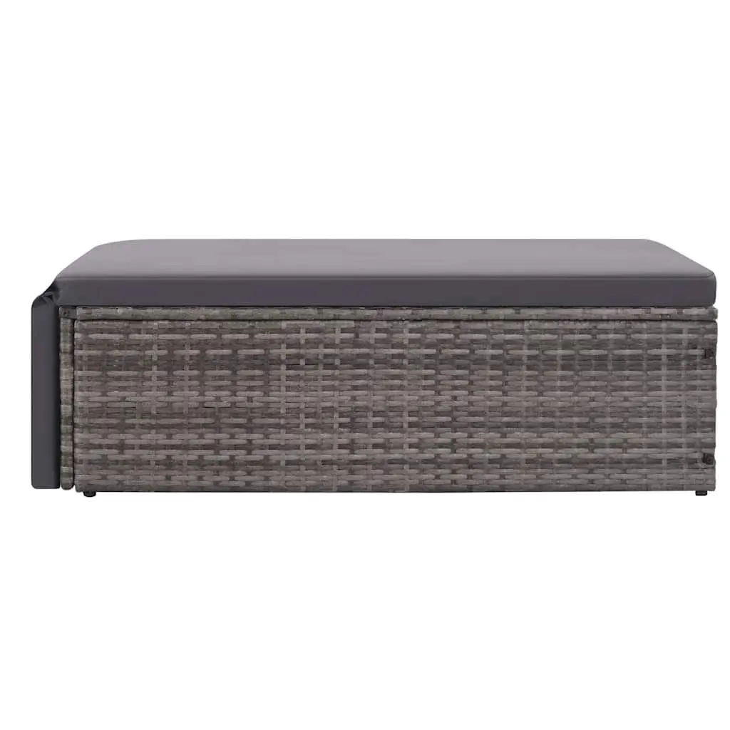 Garden Lounge Set Poly Rattan Sofa Stool with Cushions Grey