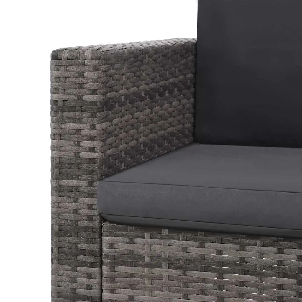 Garden Lounge Set Poly Rattan Sofa Stool with Cushions Grey