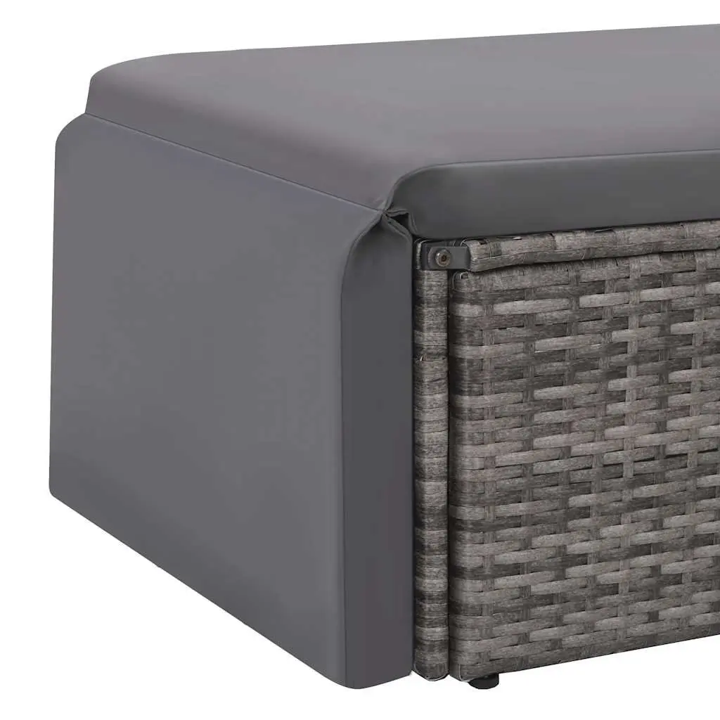 Garden Lounge Set Poly Rattan Sofa Stool with Cushions Grey