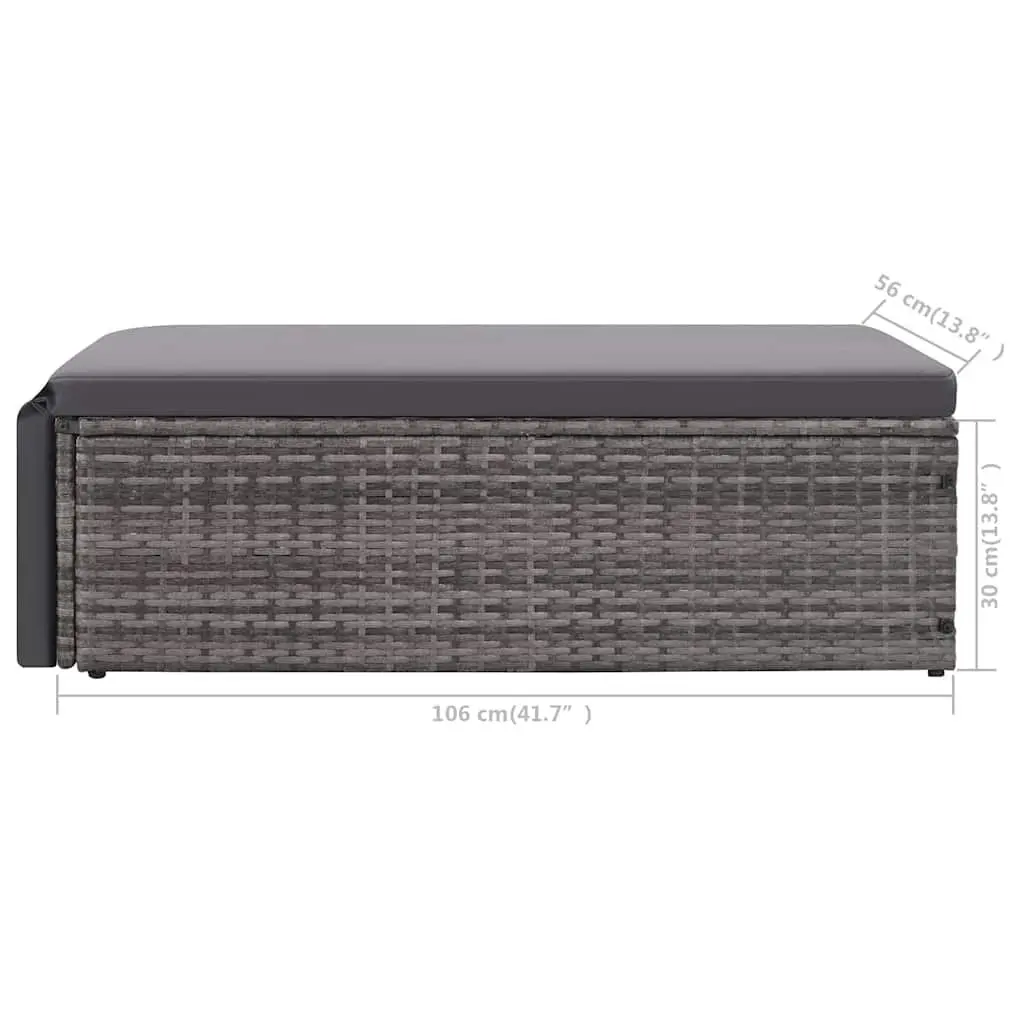 Garden Lounge Set Poly Rattan Sofa Stool with Cushions Grey