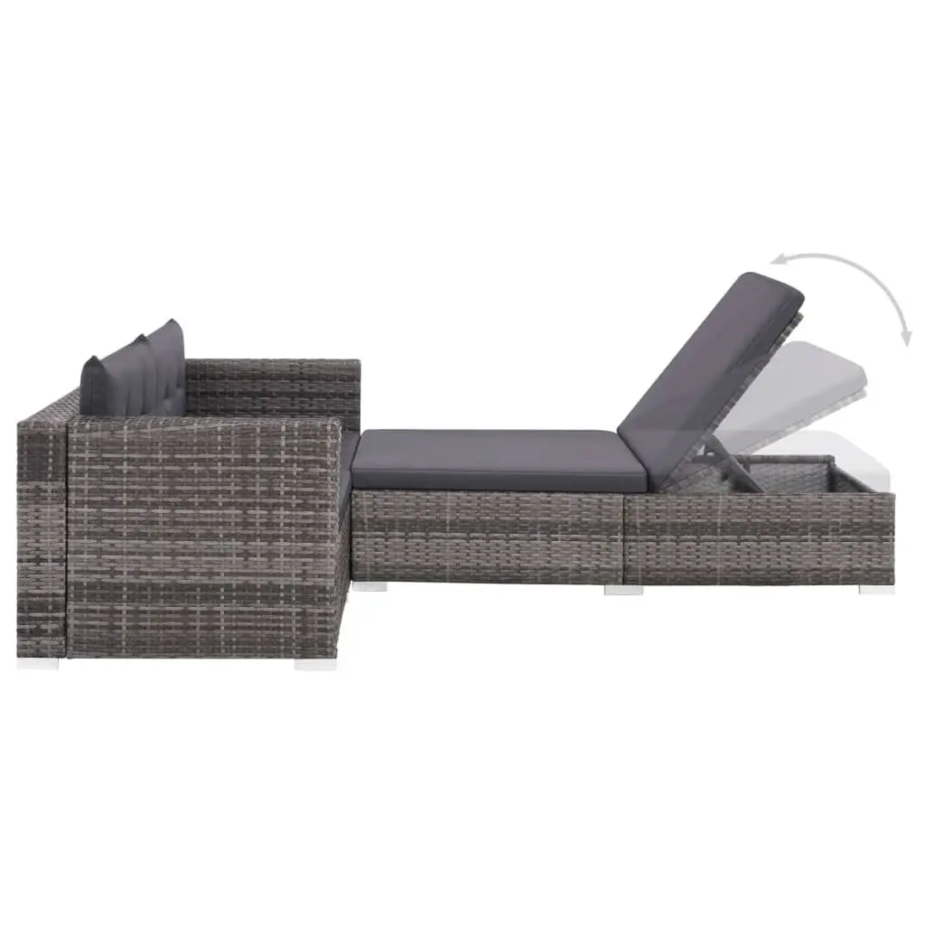 Garden Lounge Set Outdoor Sofa Rattan Patio Furniture 3 Piece Grey