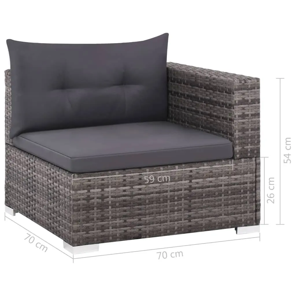 Garden Lounge Set Outdoor Sofa Rattan Patio Furniture 3 Piece Grey