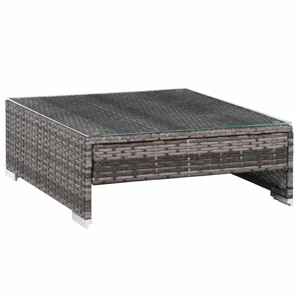 Outdoor Furniture Set 7 Piece Modular Poly Rattan Garden Lounge Sofa with Canopy Grey