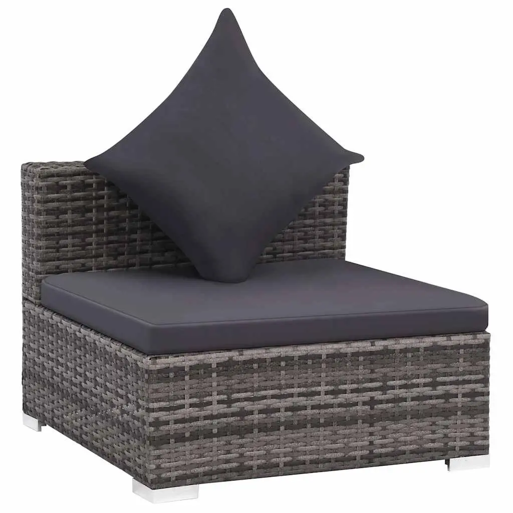 Outdoor Furniture Set 7 Piece Modular Poly Rattan Garden Lounge Sofa with Canopy Grey