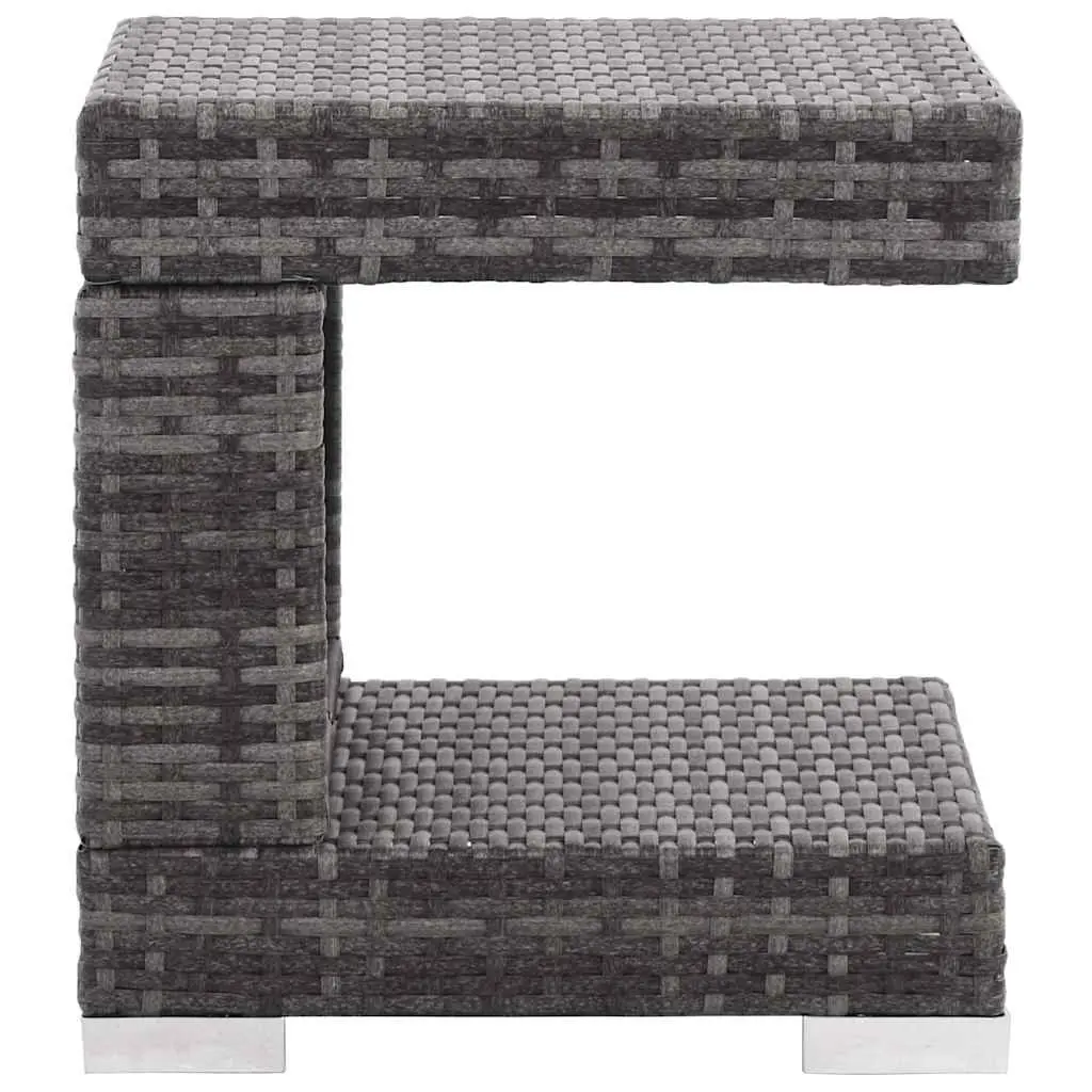 Outdoor Furniture Set 7 Piece Modular Poly Rattan Garden Lounge Sofa with Canopy Grey