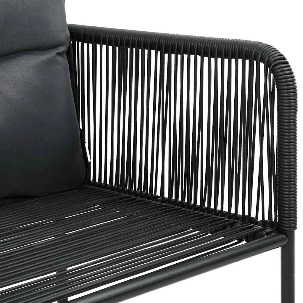 Outdoor Chairs 2pcs with Back Pillows Garden Patio Rattan Seating Black