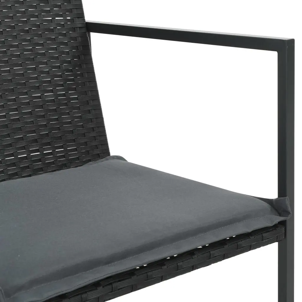 Outdoor Dining Set Water-Resistant PE Rattan 5 Piece Black Garden Furniture