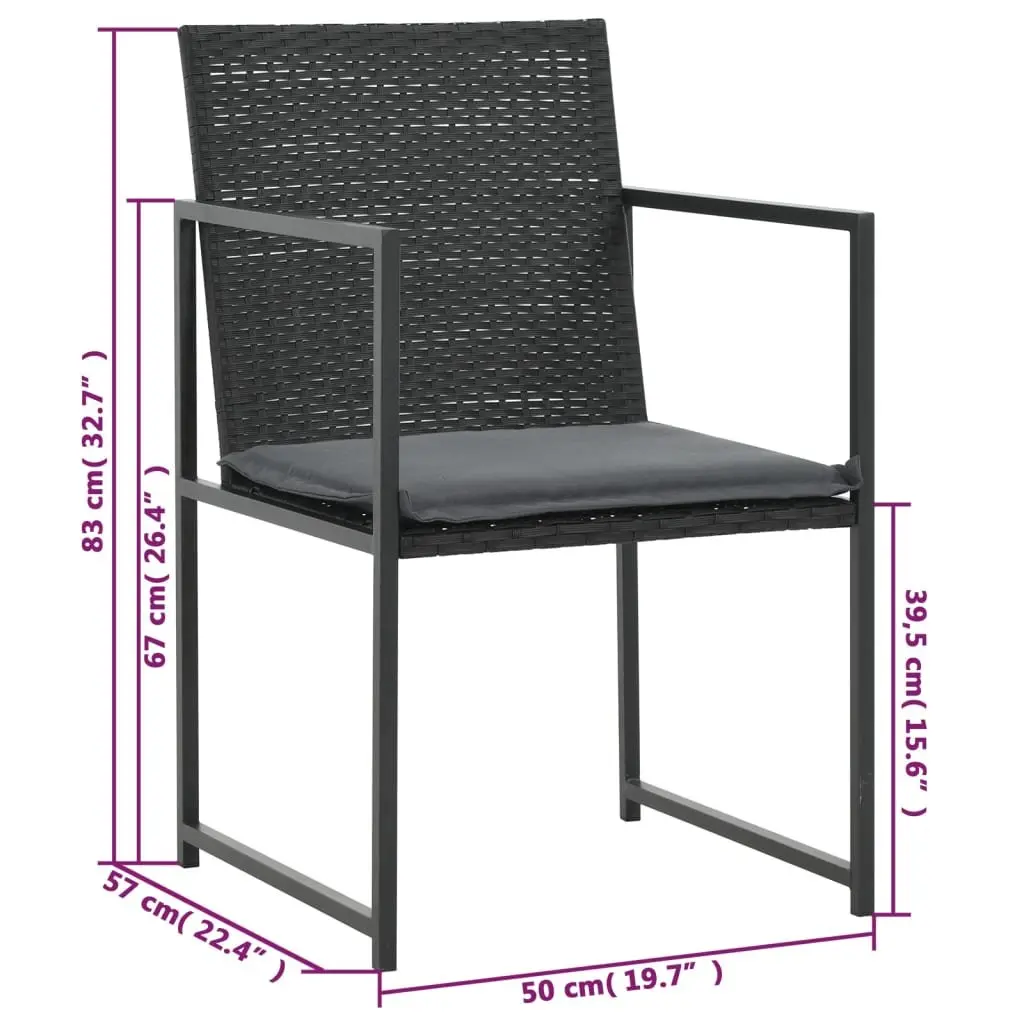 Outdoor Dining Set Water-Resistant PE Rattan 5 Piece Black Garden Furniture