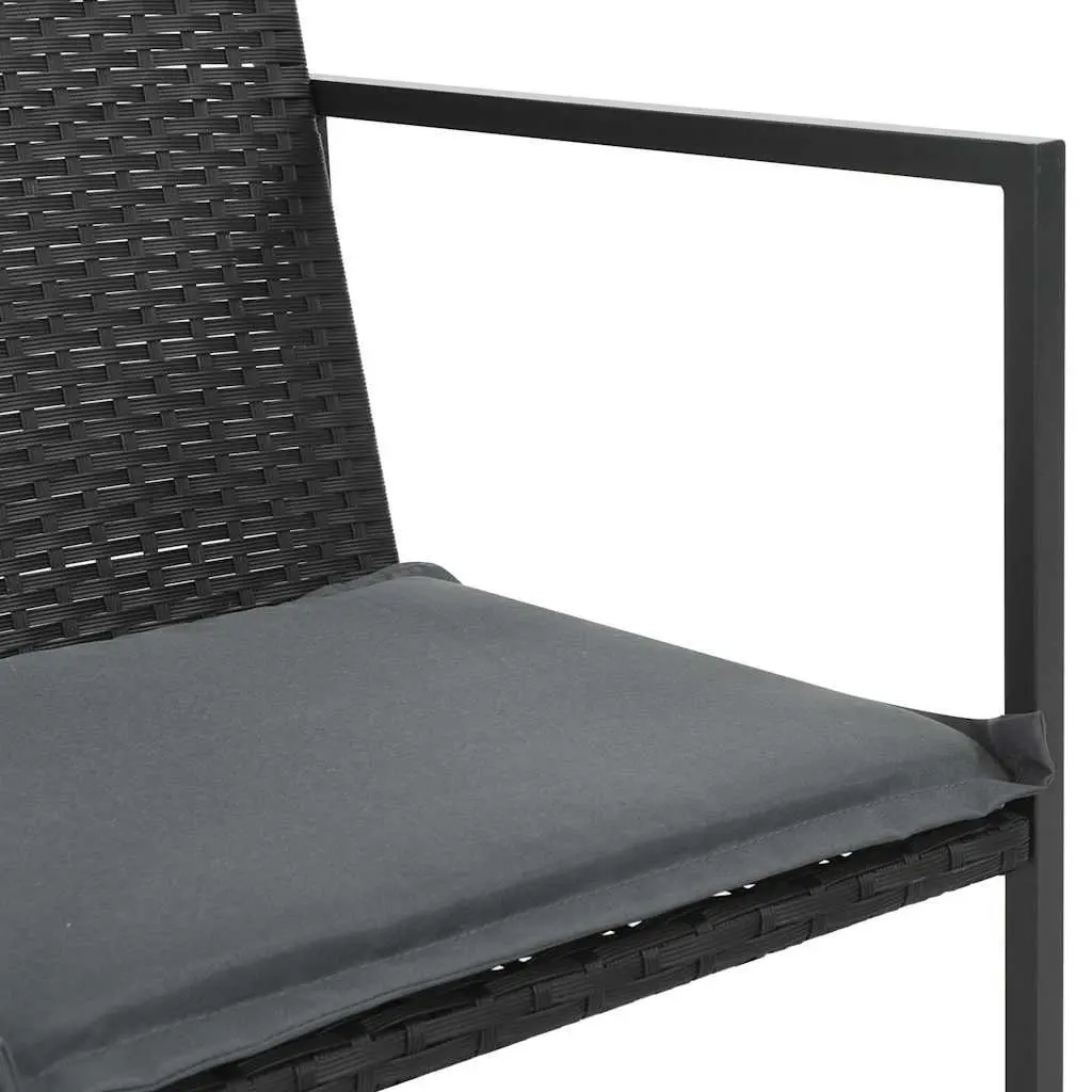 7 Piece Outdoor Dining Set with Water-Resistant PE Rattan Chairs and Table for Garden and Patio Black