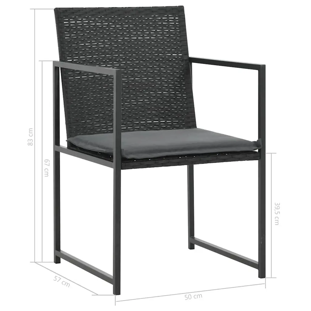 7 Piece Outdoor Dining Set with Water-Resistant PE Rattan Chairs and Table for Garden and Patio Black