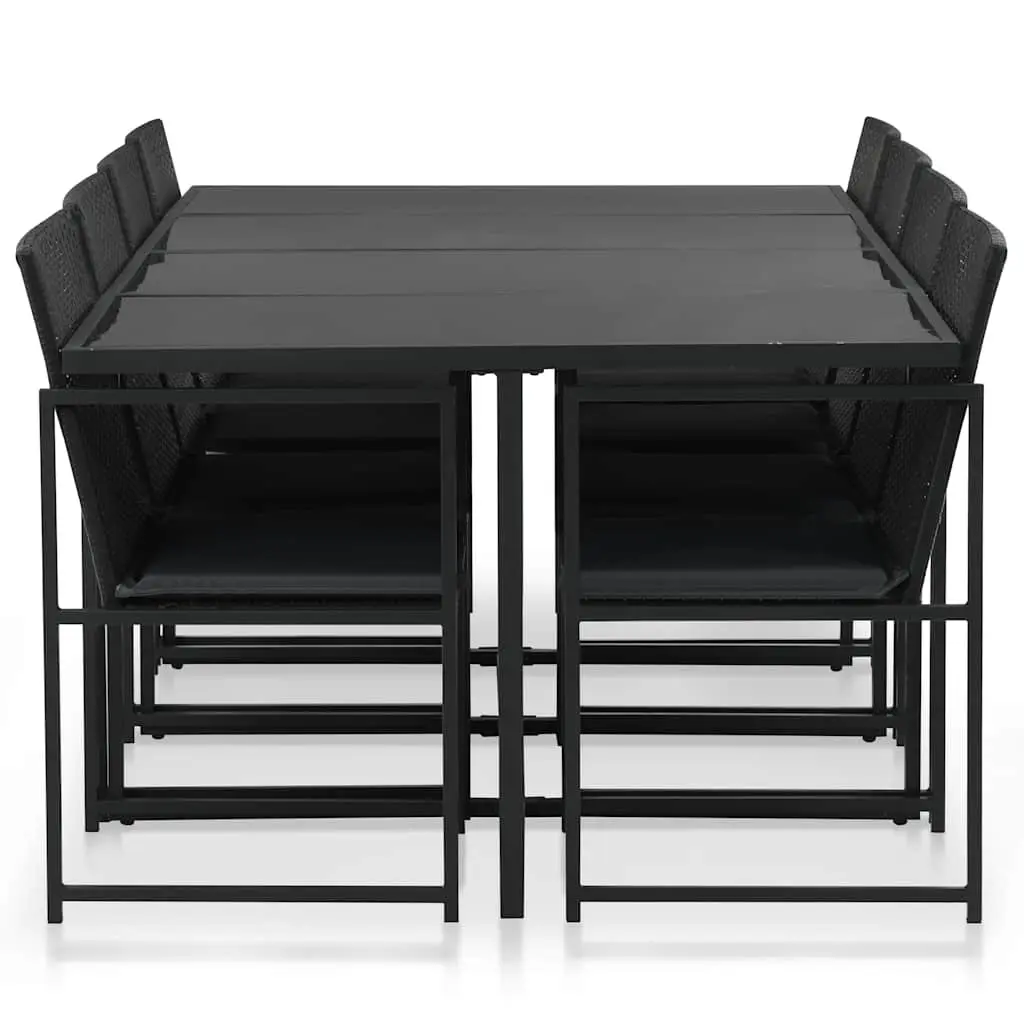 Outdoor Dining Set 9 Piece Black Poly Rattan Table Chairs