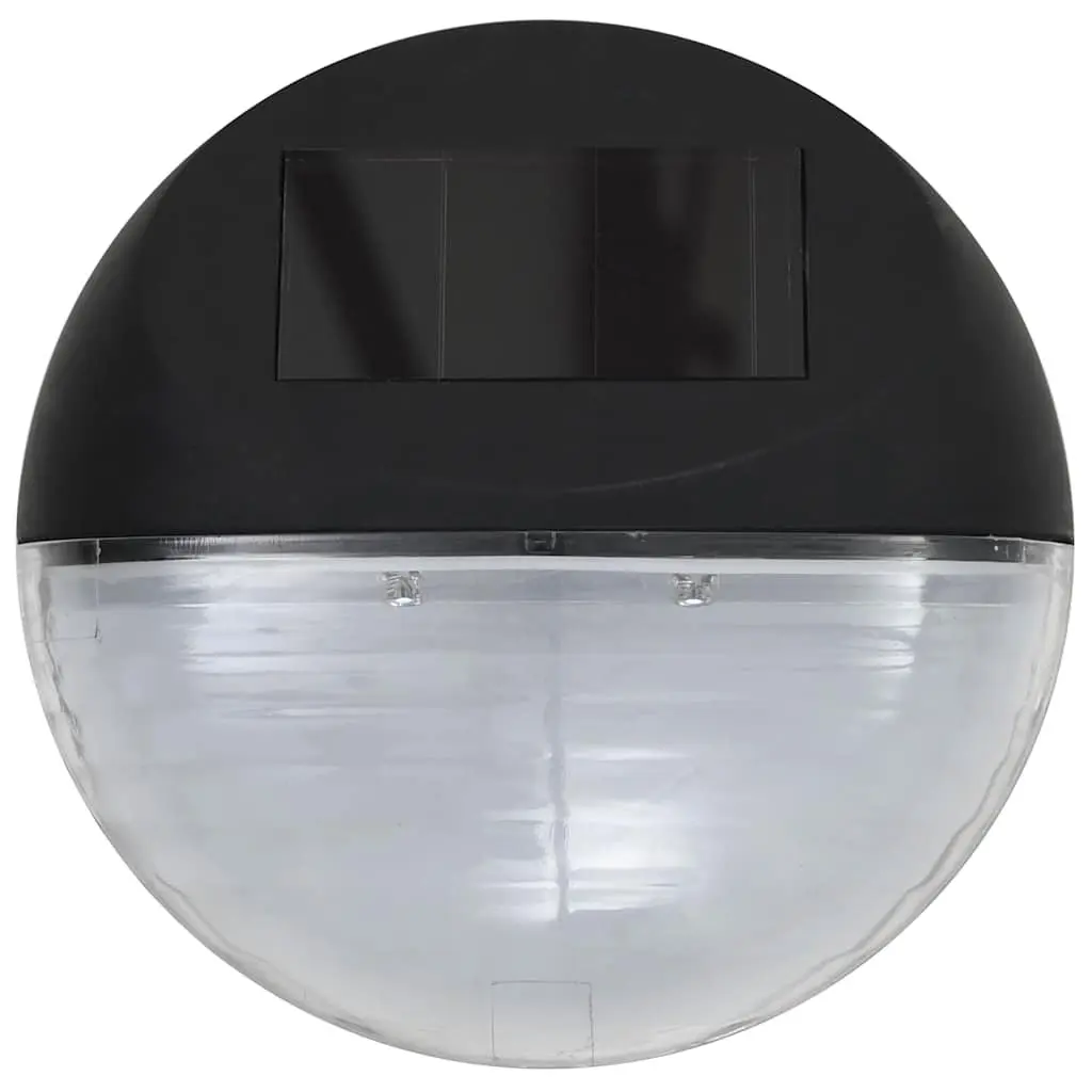 Outdoor Garden Lighting Solar LED Wall Lamps Black Round 12 Pieces Fence Mount