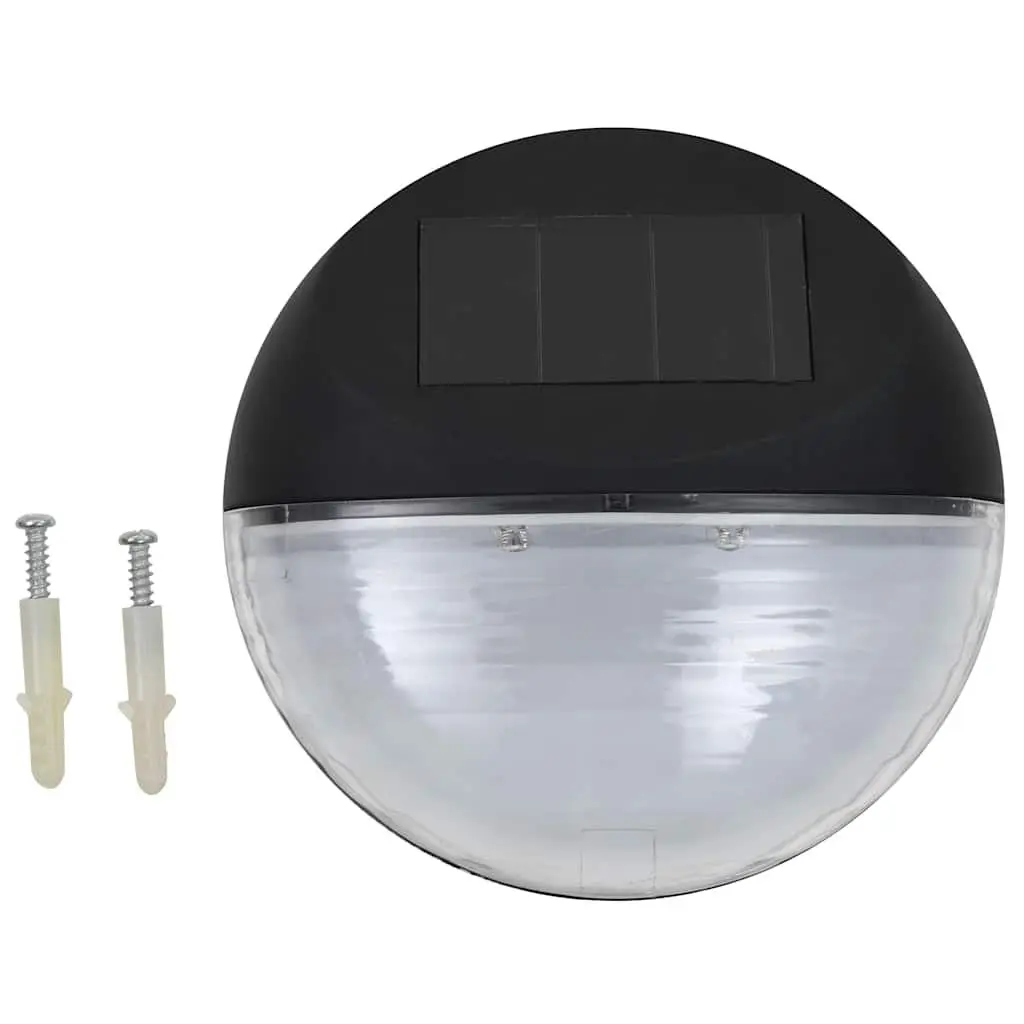 Outdoor Garden Lighting Solar LED Wall Lamps Black Round 12 Pieces Fence Mount