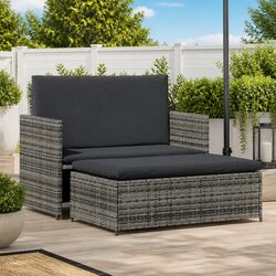 2 Piece Poly Rattan Garden Lounge Sofa Set with Cushions Patio Outdoor