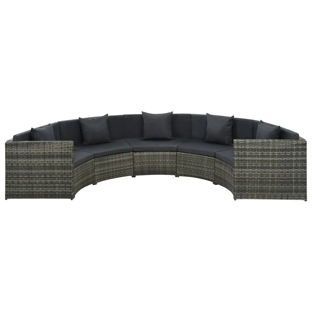 Garden Lounge Sofa Set Modular 7 Piece Poly Rattan Outdoor Patio Furniture Grey Cushions