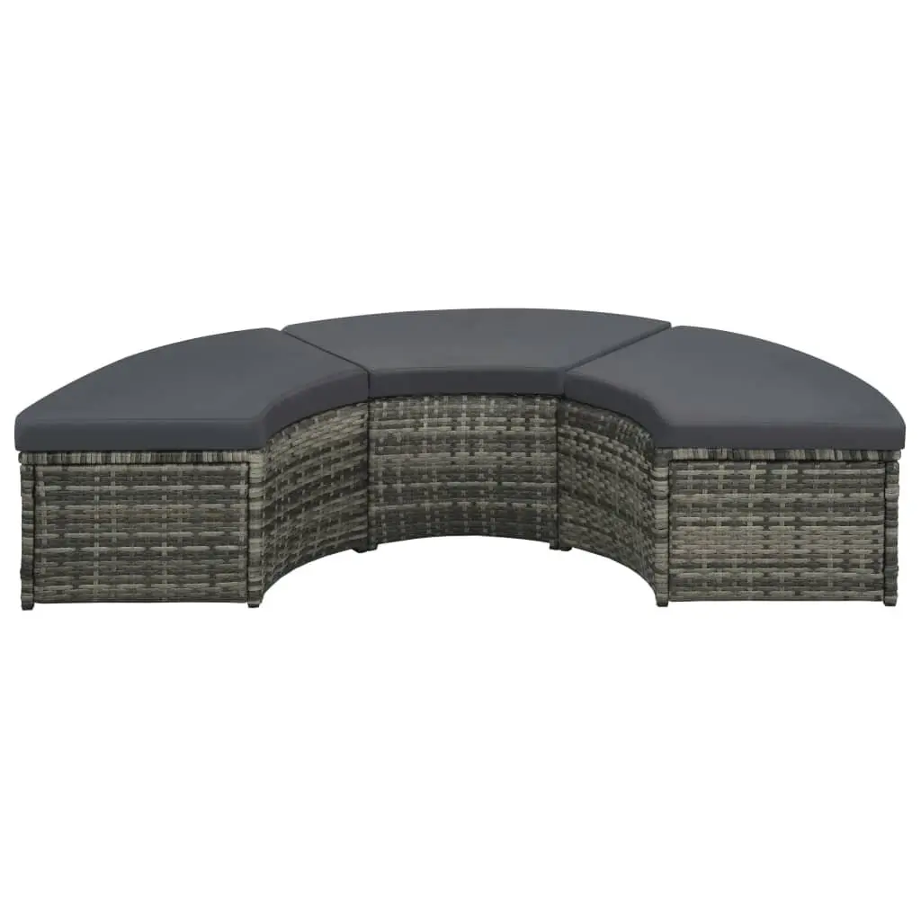 Garden Lounge Sofa Set Modular 7 Piece Poly Rattan Outdoor Patio Furniture Grey Cushions