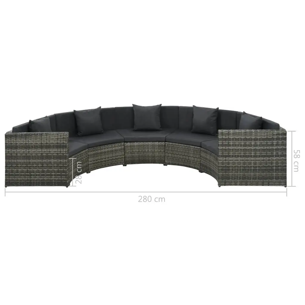 Garden Lounge Sofa Set Modular 7 Piece Poly Rattan Outdoor Patio Furniture Grey Cushions