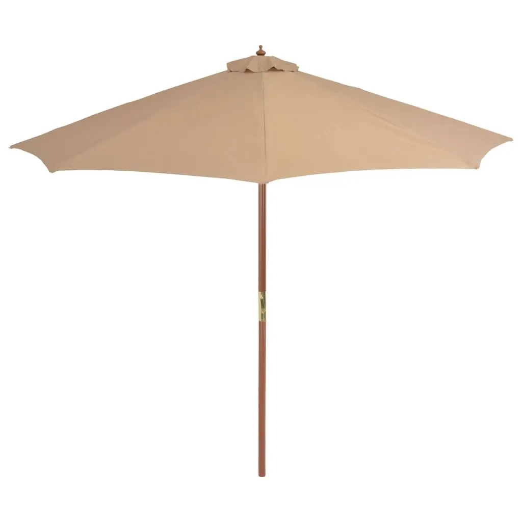 Garden Parasol Wooden Pole 300cm UV Protective Taupe Outdoor Shade Umbrella Crank Mechanism
