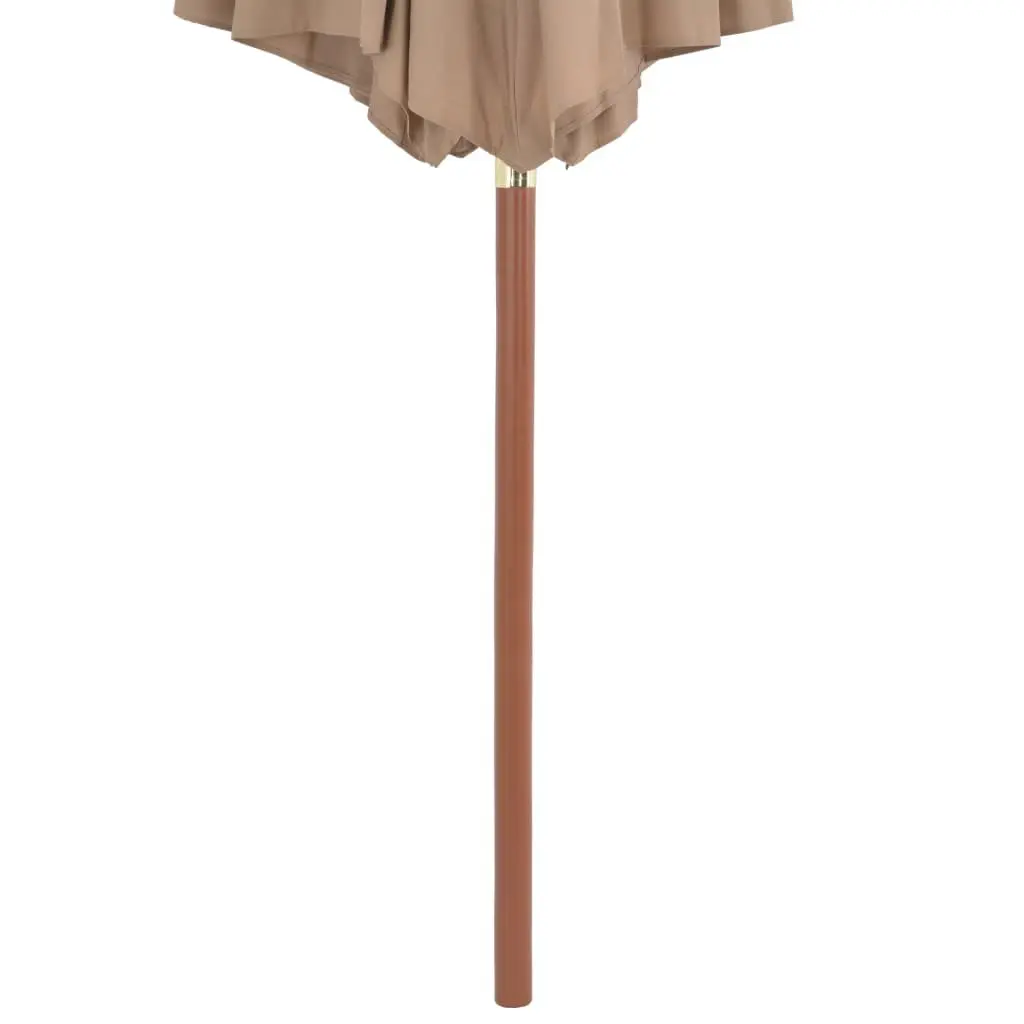Garden Parasol Wooden Pole 300cm UV Protective Taupe Outdoor Shade Umbrella Crank Mechanism
