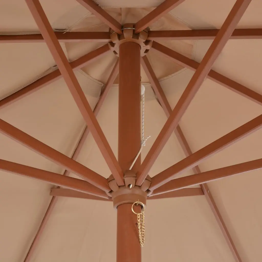 Garden Parasol Wooden Pole 300cm UV Protective Taupe Outdoor Shade Umbrella Crank Mechanism
