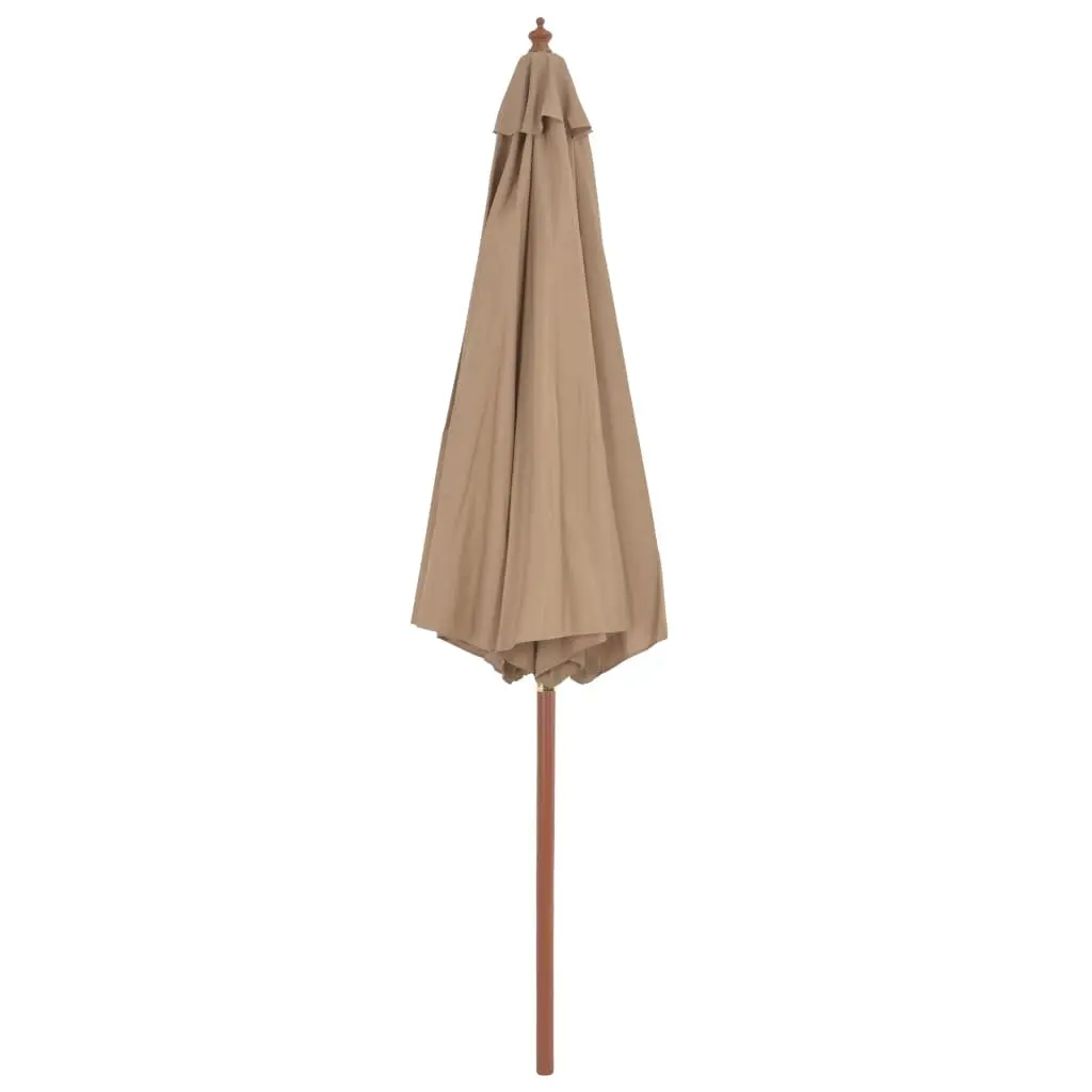 Garden Parasol Wooden Pole 300cm UV Protective Taupe Outdoor Shade Umbrella Crank Mechanism