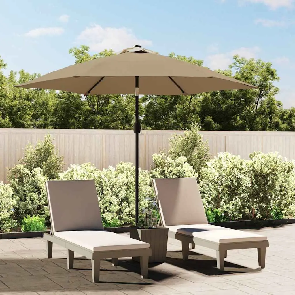 Outdoor Umbrella 300cm Taupe UV Resistant with Tilt Function and Crank Mechanism