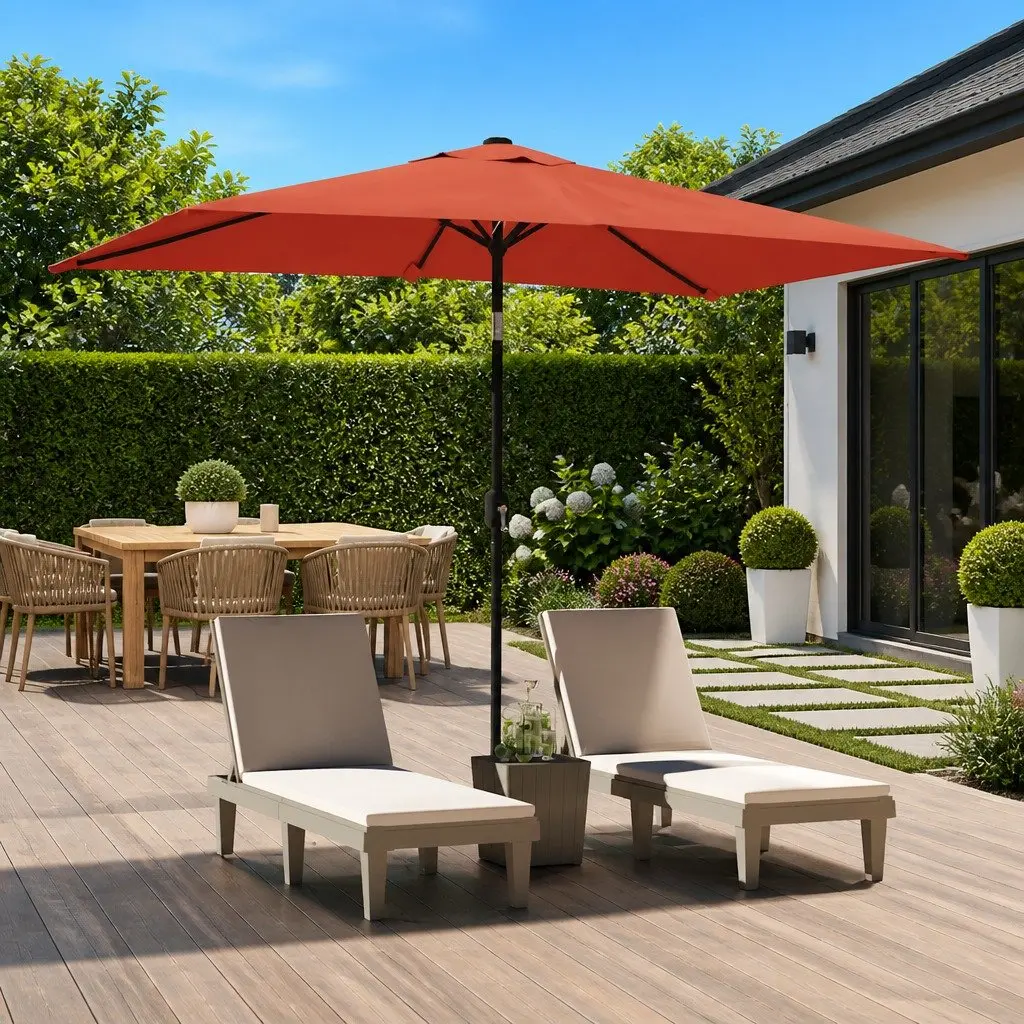 Garden Parasol UV Protective Crank Tilt 300x200 cm Terracotta Brown