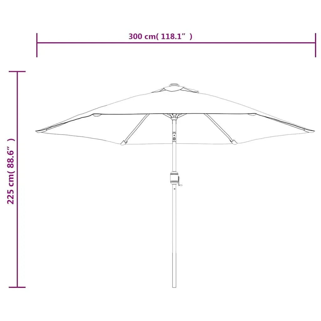 300cm Garden Parasol with Solar Lights