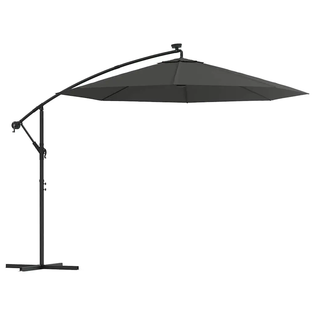 Cantilever Garden Parasol Solar Powered LED Lights 300cm UV Protective Polyester
