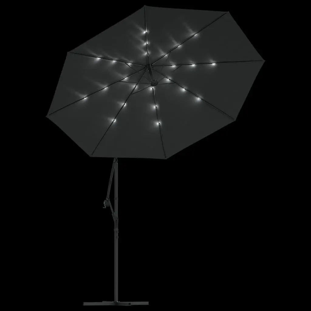 Cantilever Garden Parasol Solar Powered LED Lights 300cm UV Protective Polyester