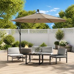 Friendly Cantilever Garden Parasol 300cm with LED Lighting