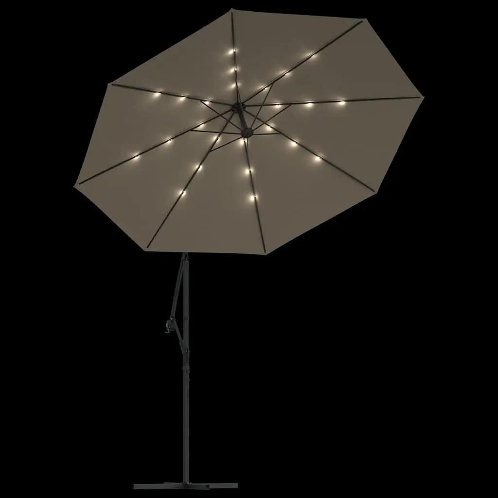 Cantilever Garden Parasol Solar Powered LED Lights 300cm Taupe Outdoor Shade