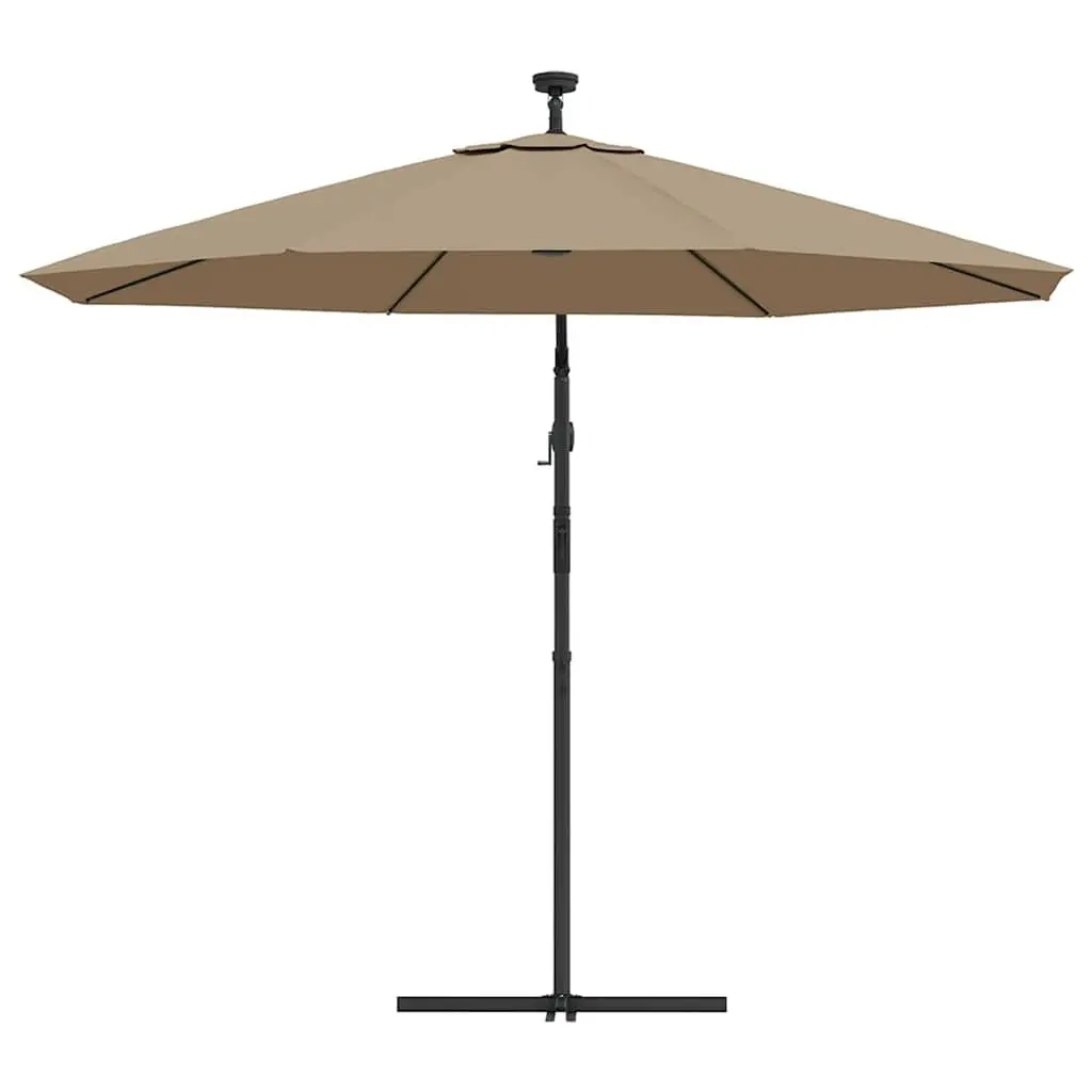 Cantilever Garden Parasol Solar Powered LED Lights 300cm Taupe Outdoor Shade