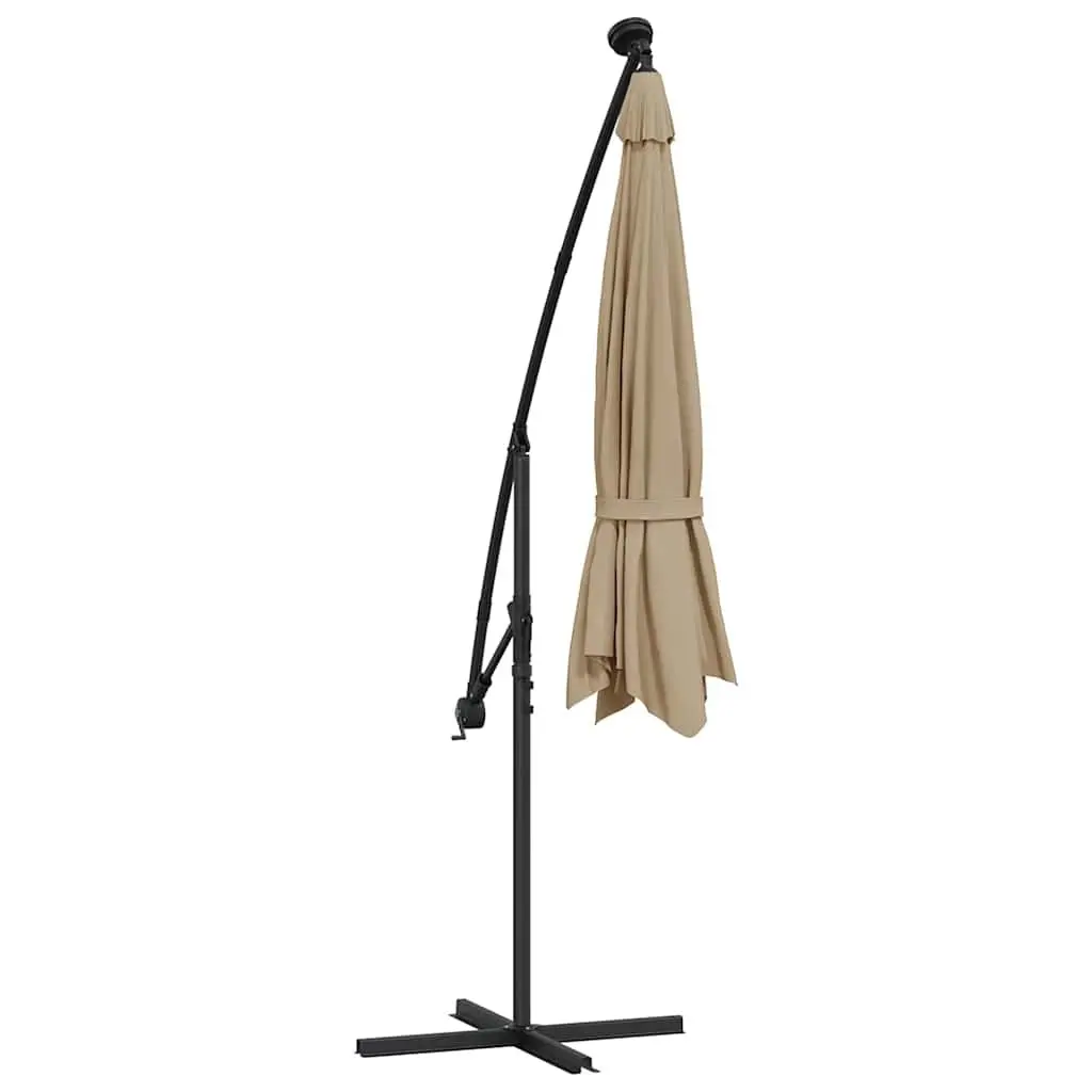 Cantilever Garden Parasol Solar Powered LED Lights 300cm Taupe Outdoor Shade