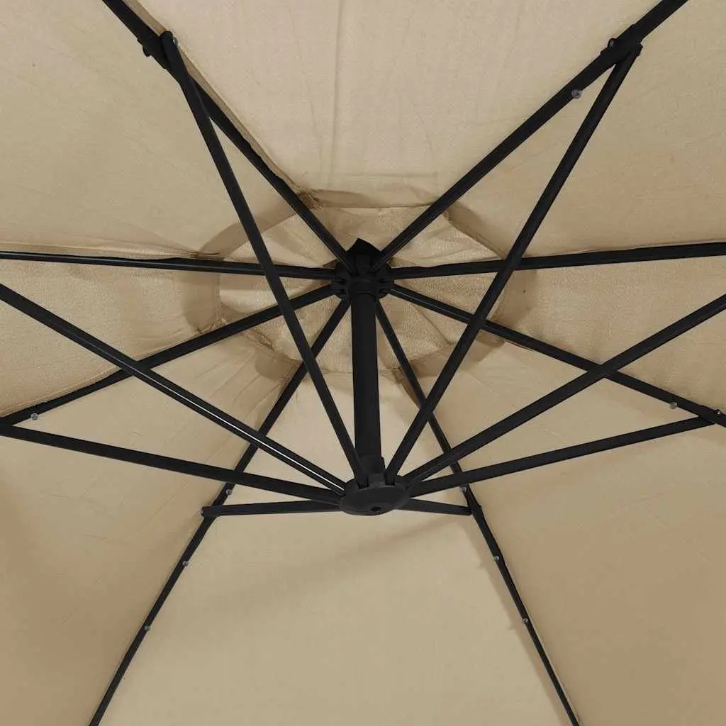 Cantilever Garden Parasol Solar Powered LED Lights 300cm Taupe Outdoor Shade