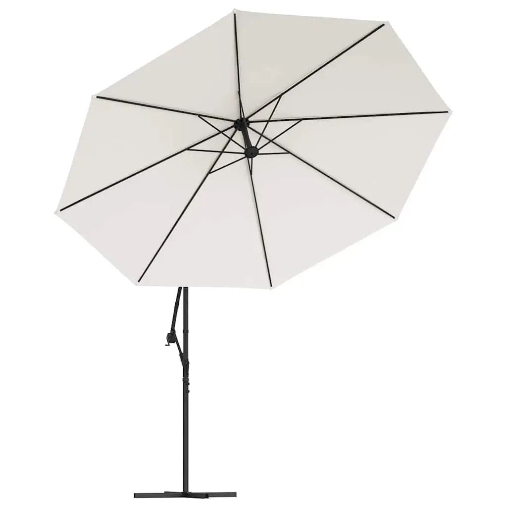 Cantilever Garden Parasol with Solar LED Lights Metal Pole 350cm Outdoor Shade