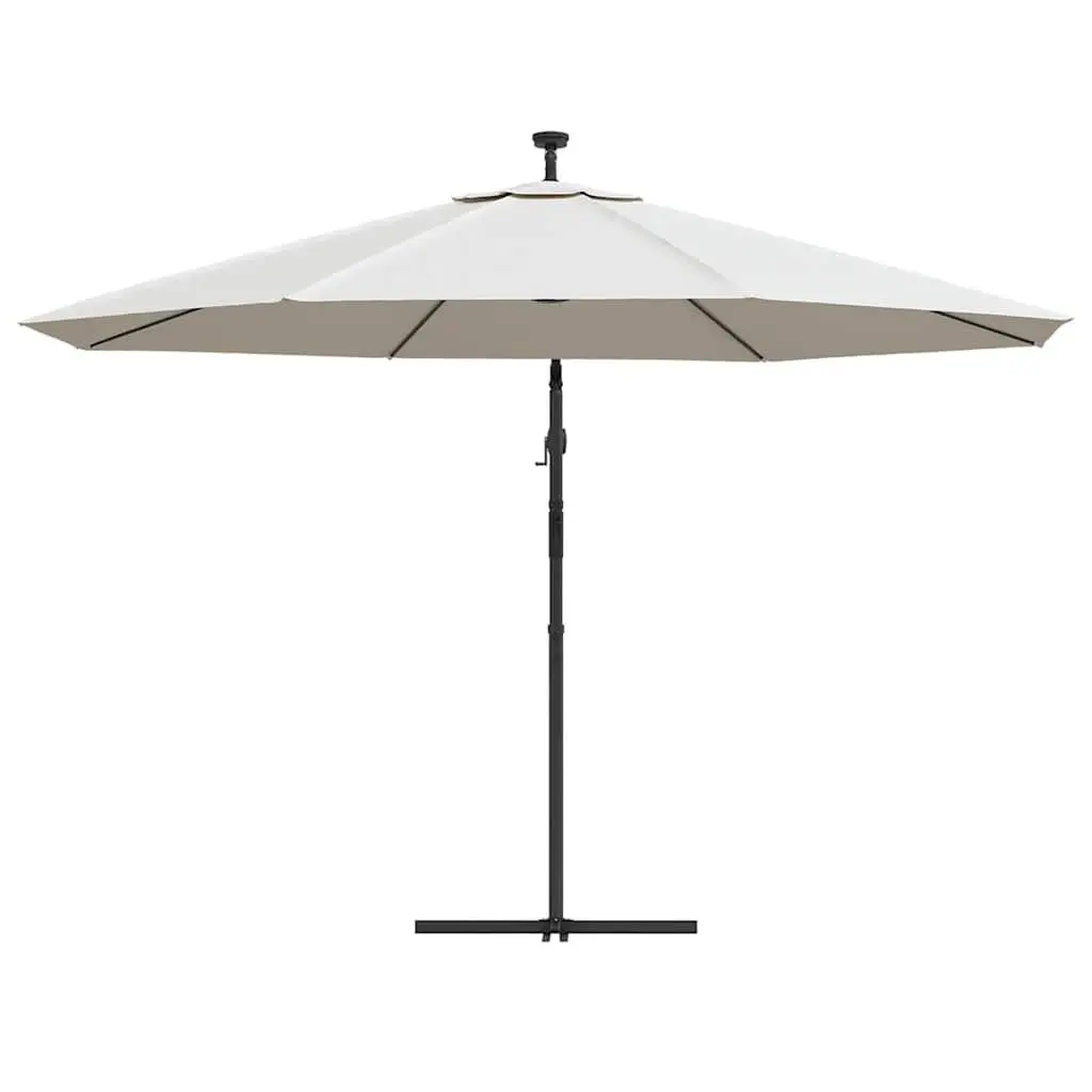 Cantilever Garden Parasol with Solar LED Lights Metal Pole 350cm Outdoor Shade