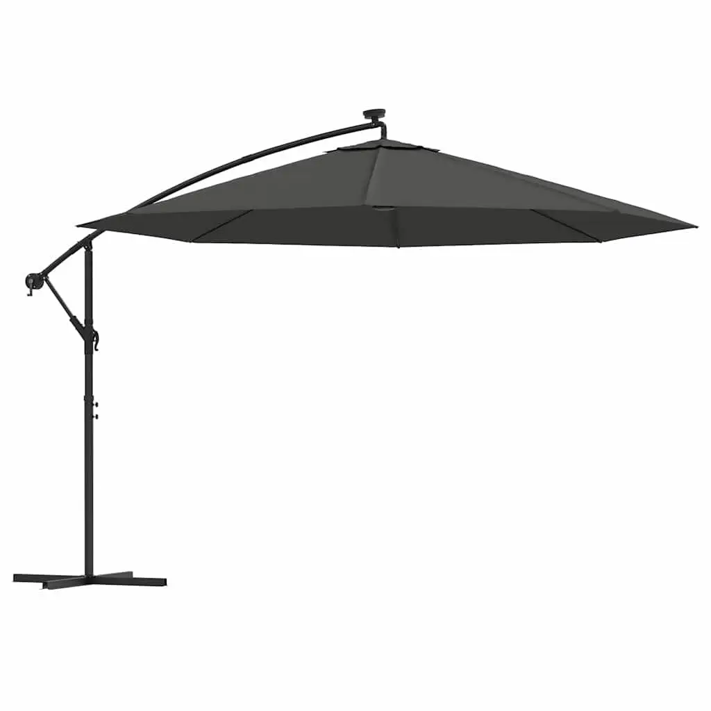 Cantilever Garden Parasol Solar Powered 350cm with LED Lights and Tilting Mechanism