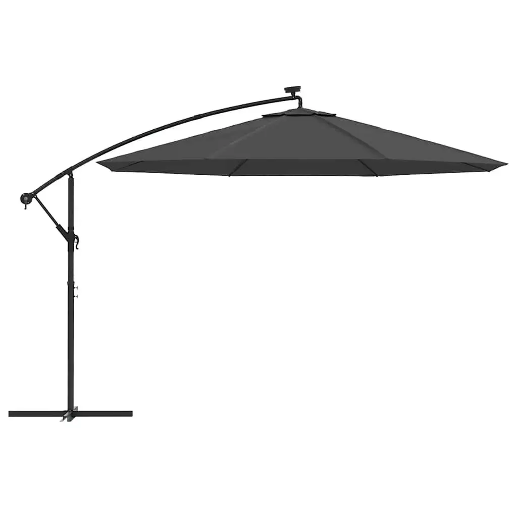 Cantilever Garden Parasol Solar Powered 350cm with LED Lights and Tilting Mechanism