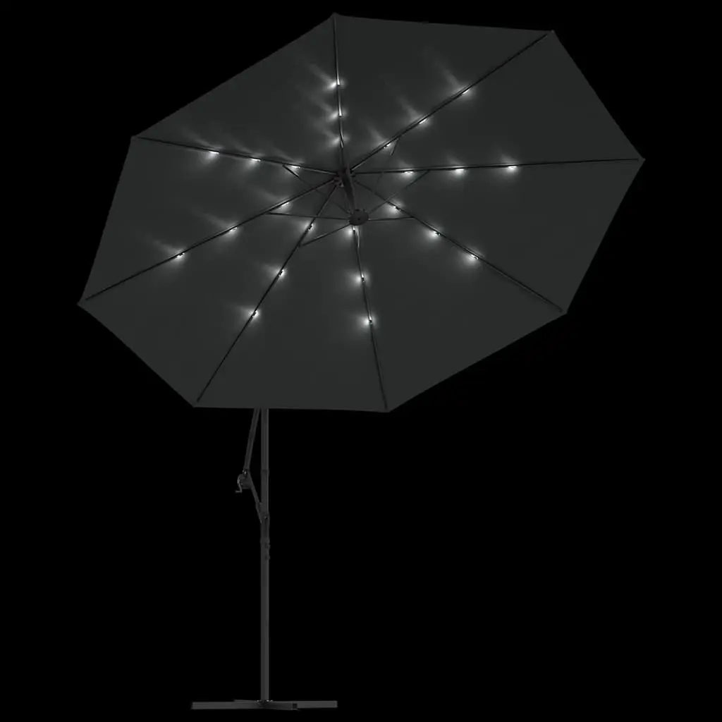 Cantilever Garden Parasol Solar Powered 350cm with LED Lights and Tilting Mechanism