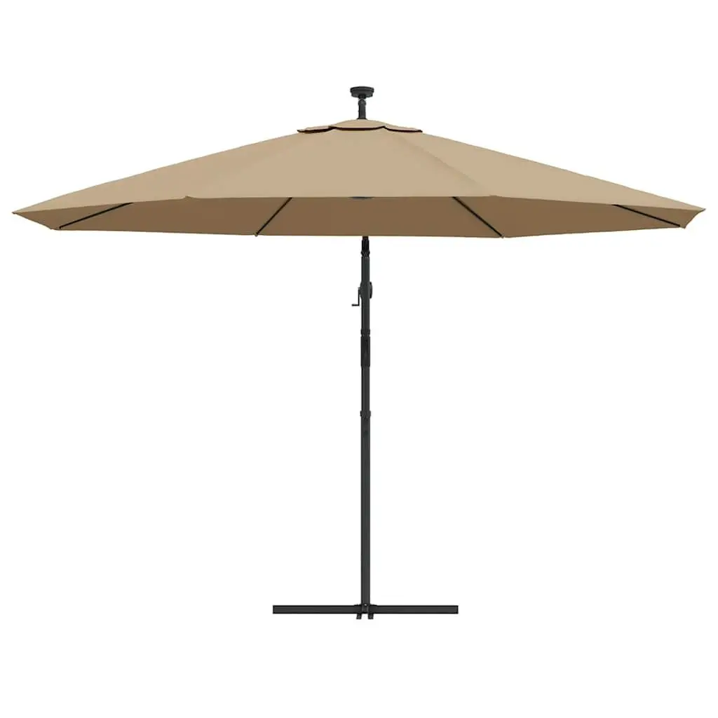 Cantilever Garden Parasol UV Protective 350cm with Solar Powered LED Lights Taupe