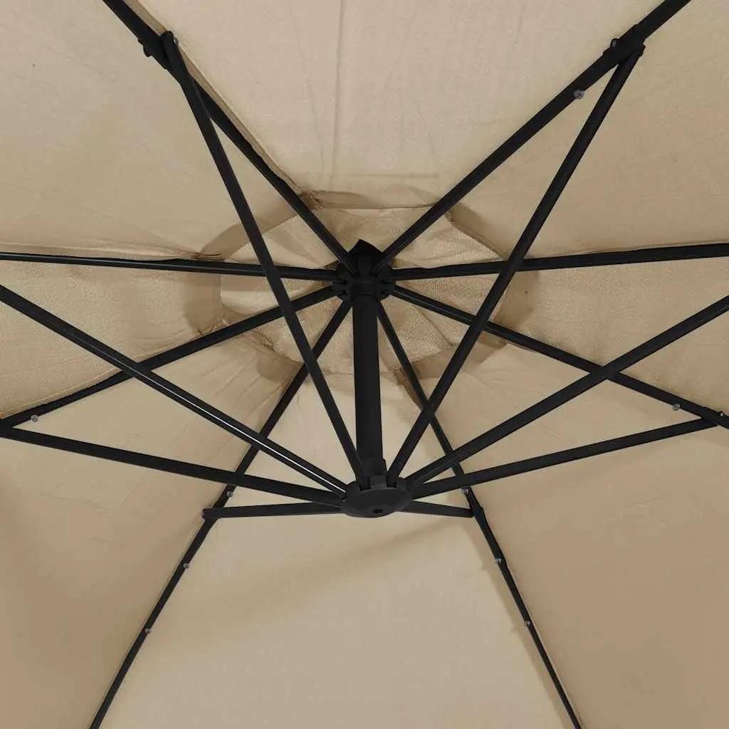 Cantilever Garden Parasol UV Protective 350cm with Solar Powered LED Lights Taupe