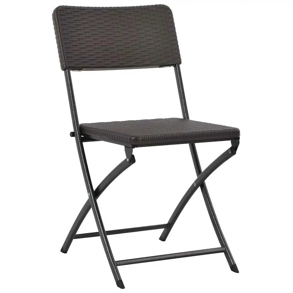 Outdoor Folding Chairs Set of 2 Garden Patio Seating Brown Weather-Resistant