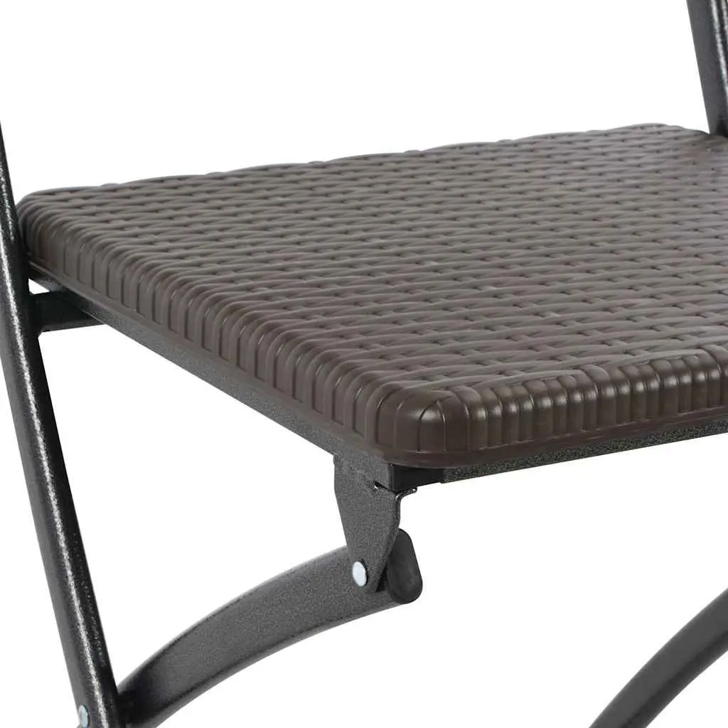 Outdoor Folding Chairs Set of 2 Garden Patio Seating Brown Weather-Resistant